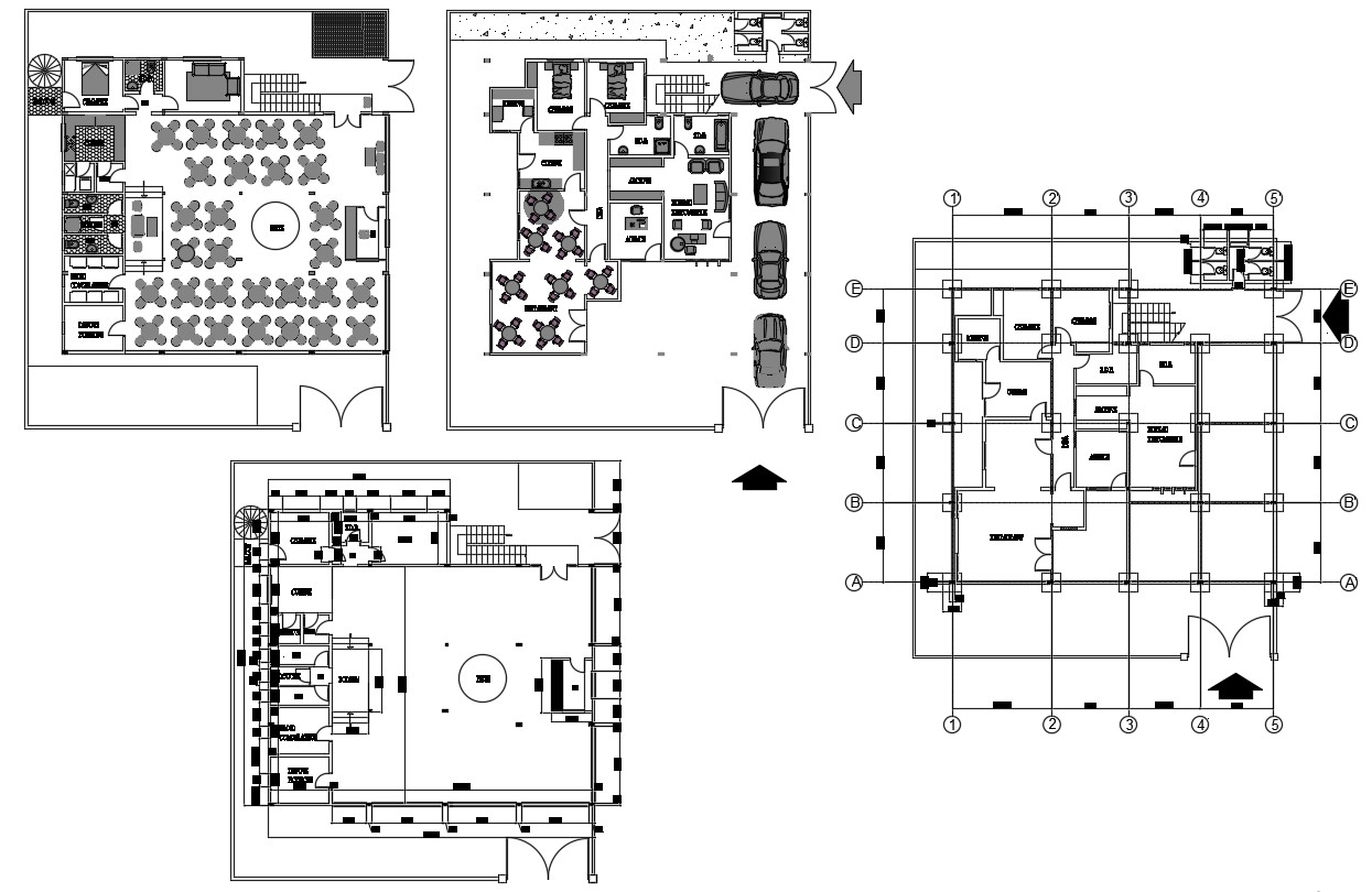 Restaurant Plan Drawing - Cadbull