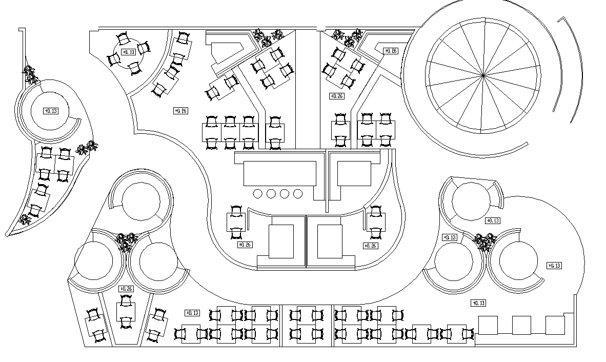 Restaurant layout plan dwg file - Cadbull
