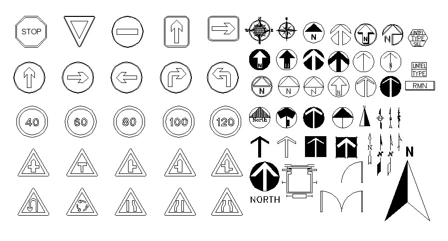 Road Signs CAD Blocks - Cadbull