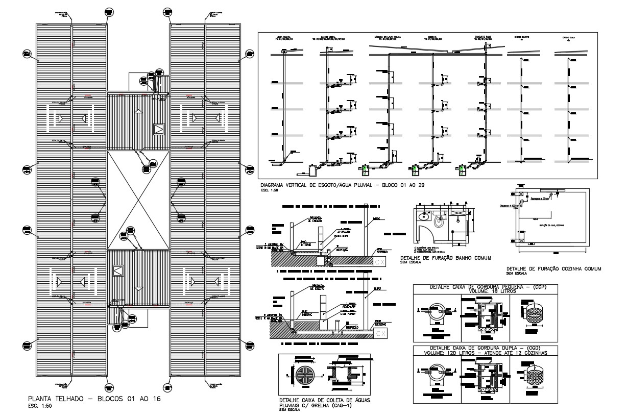 Roof Layout Design Construction Plan and Structural Blocks Presented