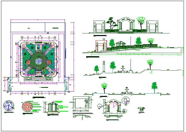 Rural park landscaping architecture project dwg file - Cadbull