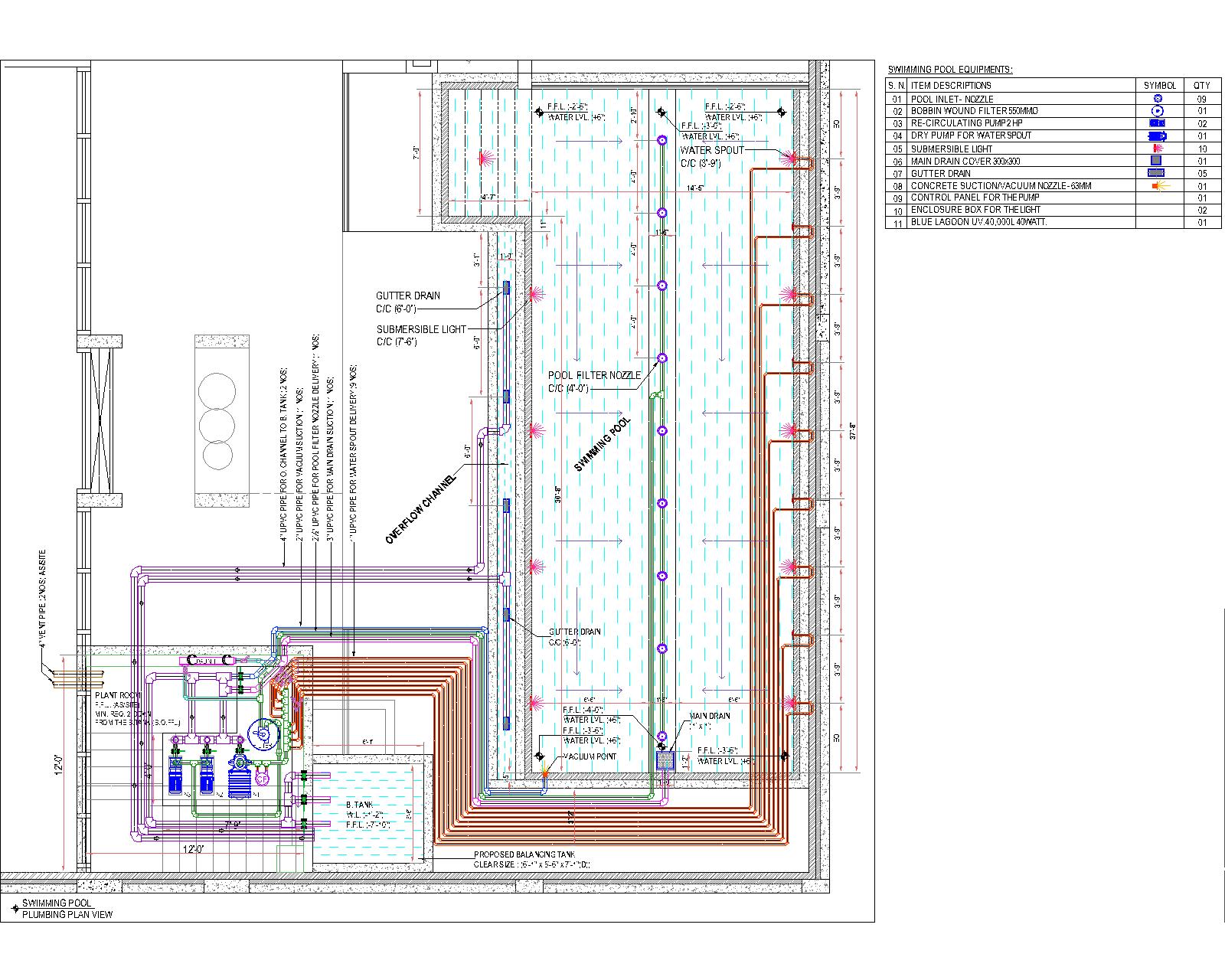 SWIMMING POOL DEATILED PLAN SECTION Cadbull