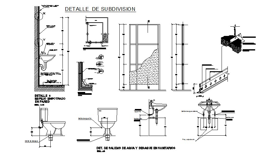 Sanitary installation and plumbing details of house bathroom dwg file ...