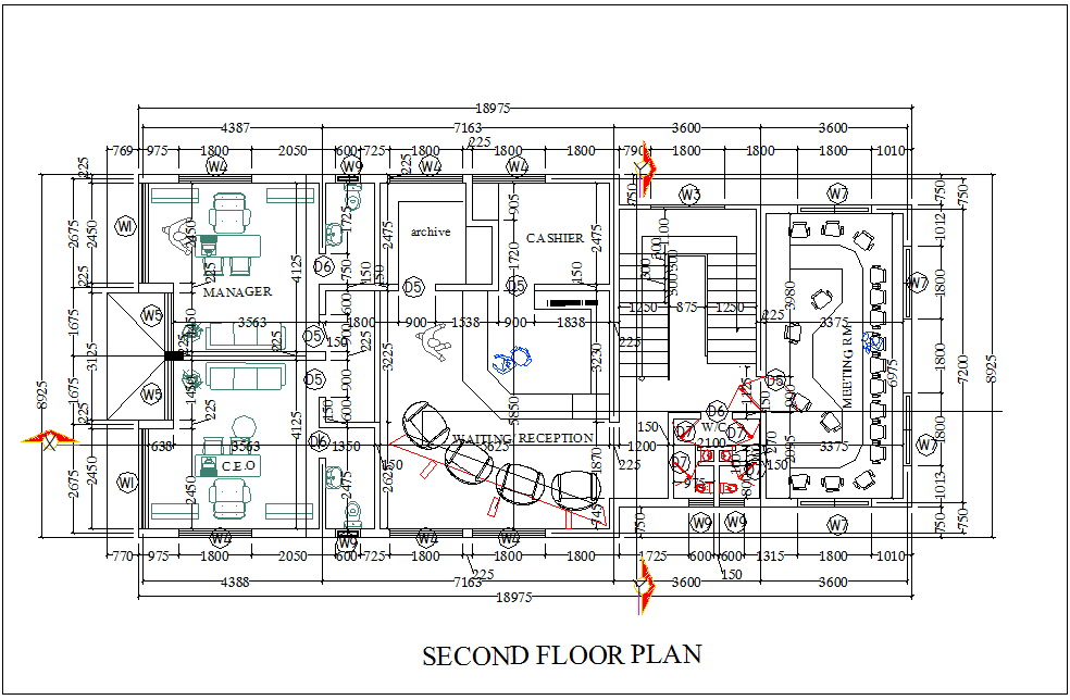 Second floor plan for computer business center dwg file - Cadbull