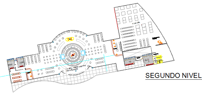 Second floor plan layout details of city shopping mall dwg