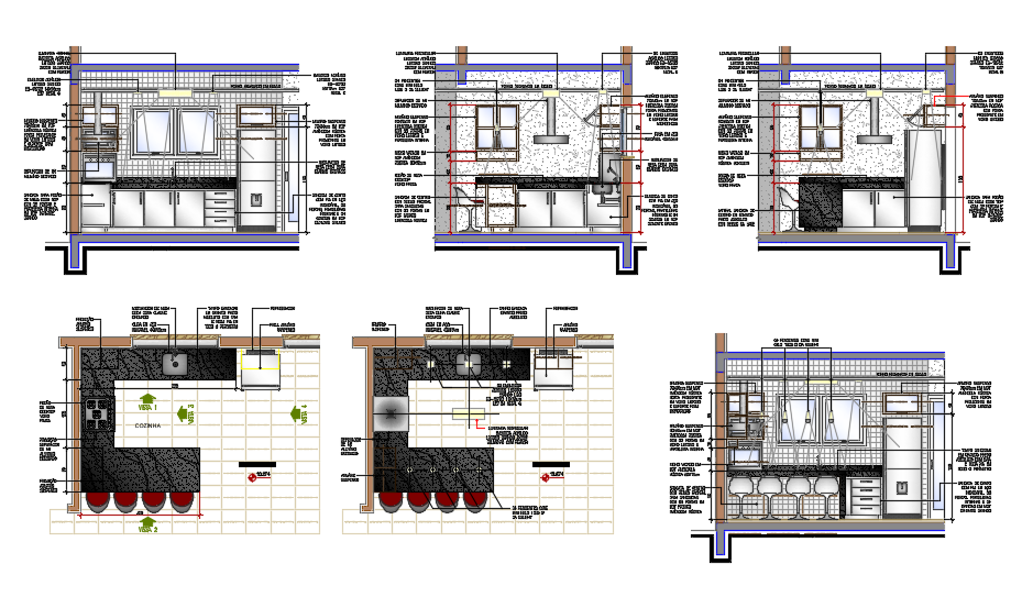 Kitchen Plan Elevation And Section Detail Dwg File Cadbull | My XXX Hot