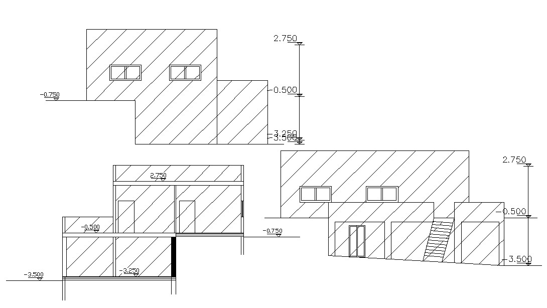 Section and Elevation Design of HouseCAD File - Cadbull