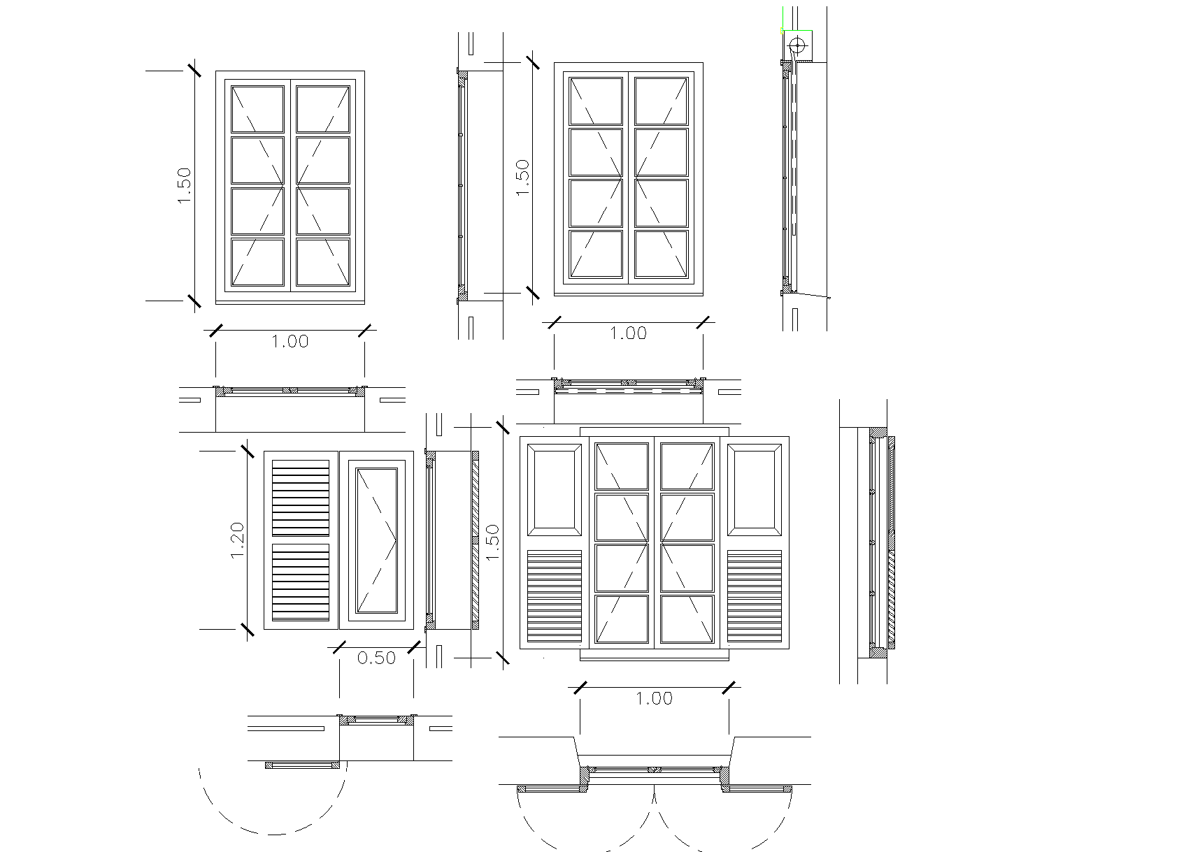 Sections of window plan detail dwg file. Cadbull