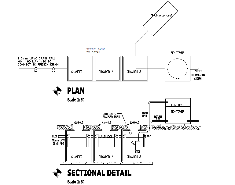 Septic Tank Plan And Section Design Cadbull