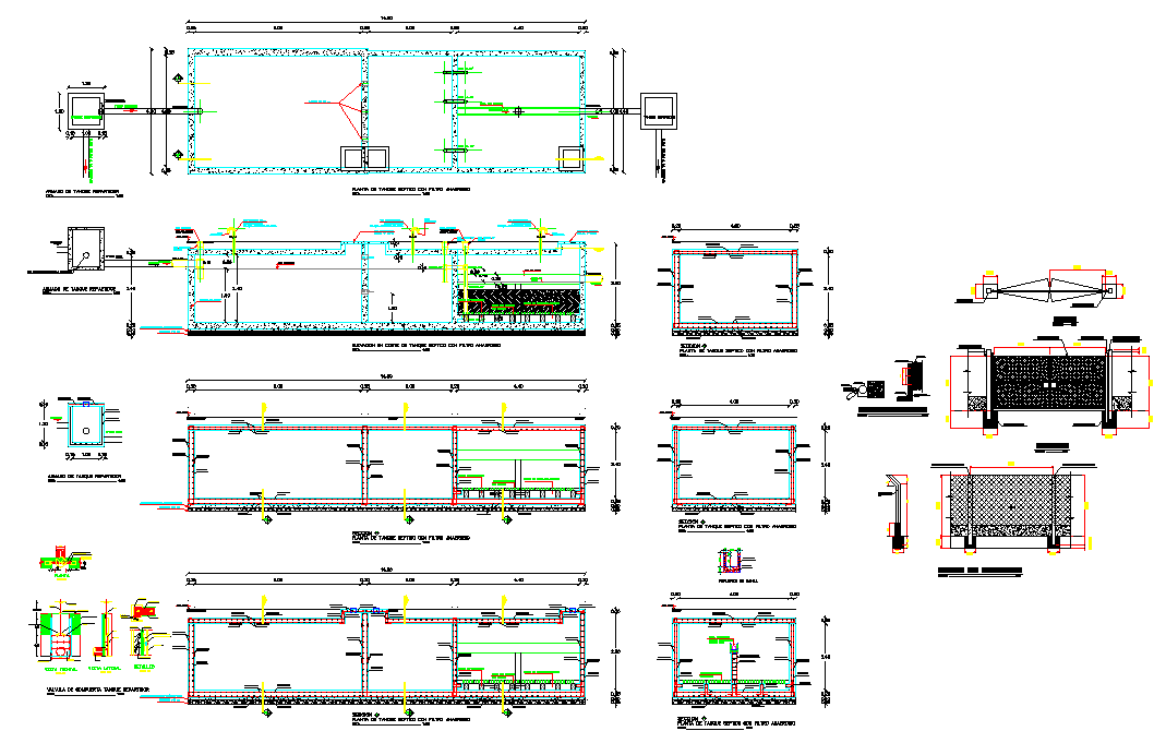 Septic and filter anaerobic detail dwg file - Cadbull