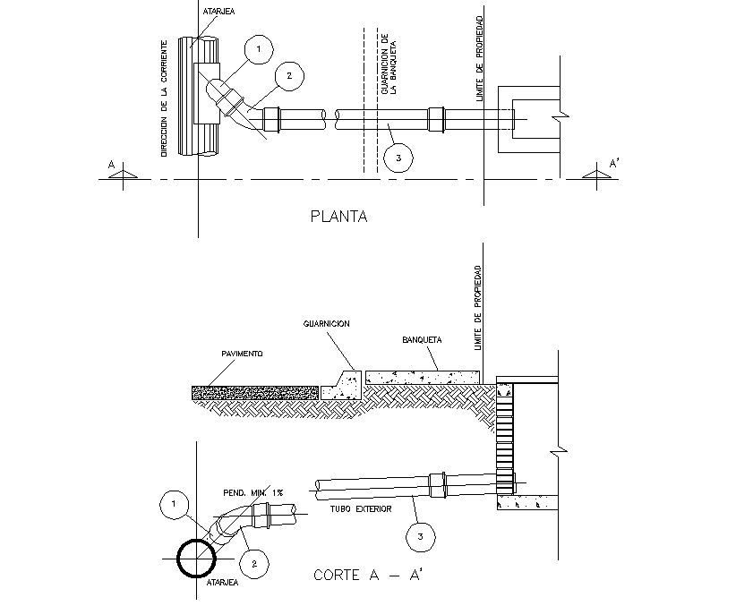 Sewer network plan and section autocad file - Cadbull