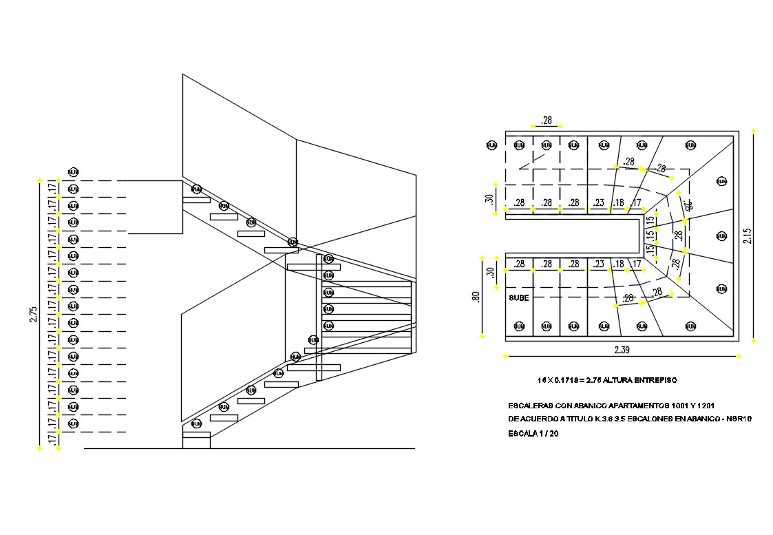 Simple Type Of Staircase DWG File - Cadbull