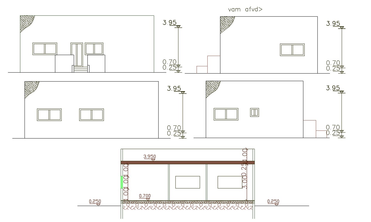 Simple House Building Design AutoCAD Drawing Cadbull
