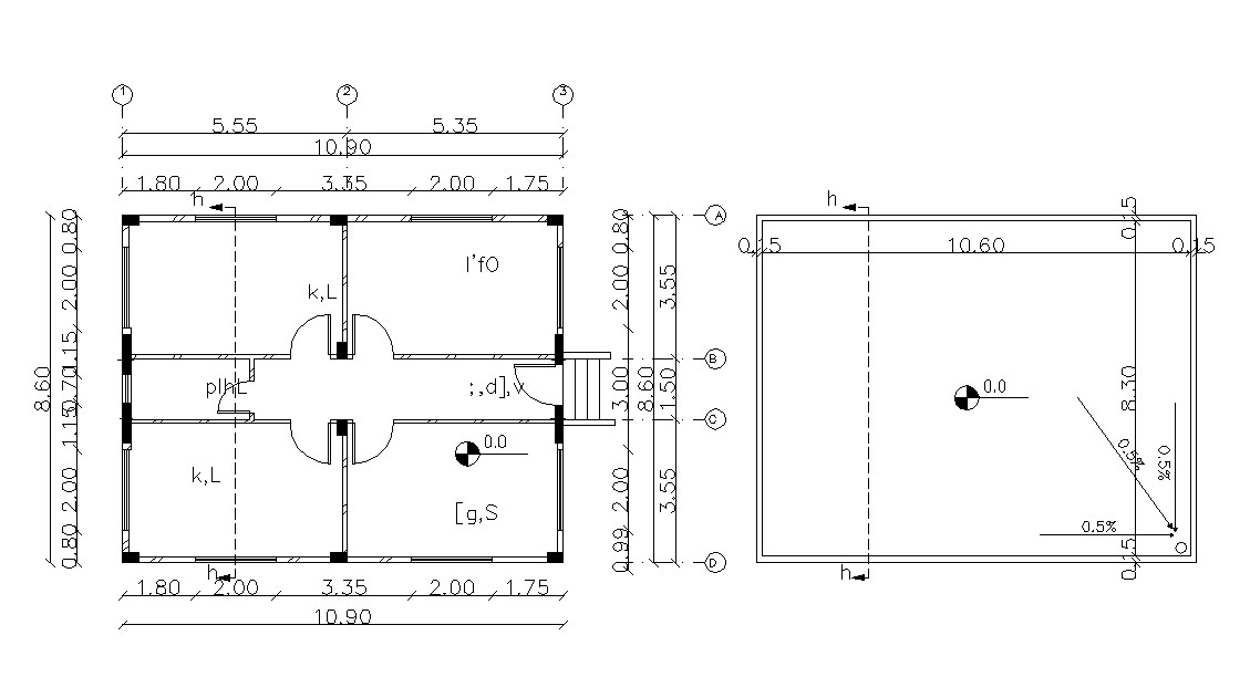  Simple  Residential Building  Floor Plan  With Terrace DWG  