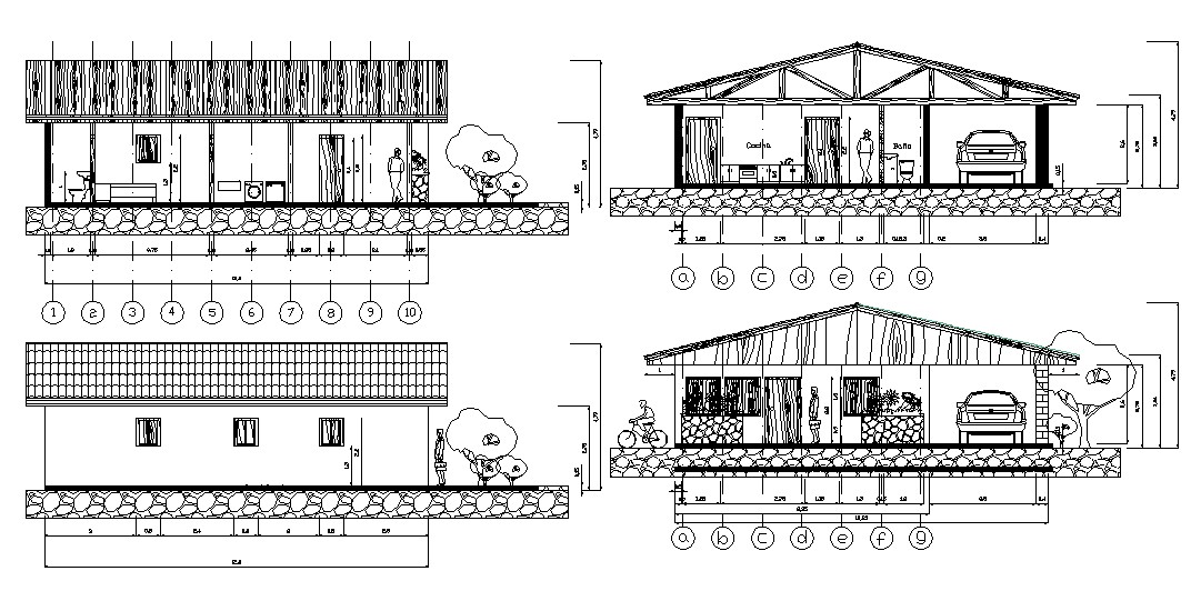 Single Storey House Design AutoCAD drawing - Cadbull