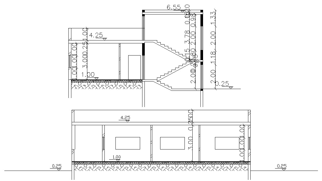 Single Story Bungalow Sectional Drawing Download - Cadbull