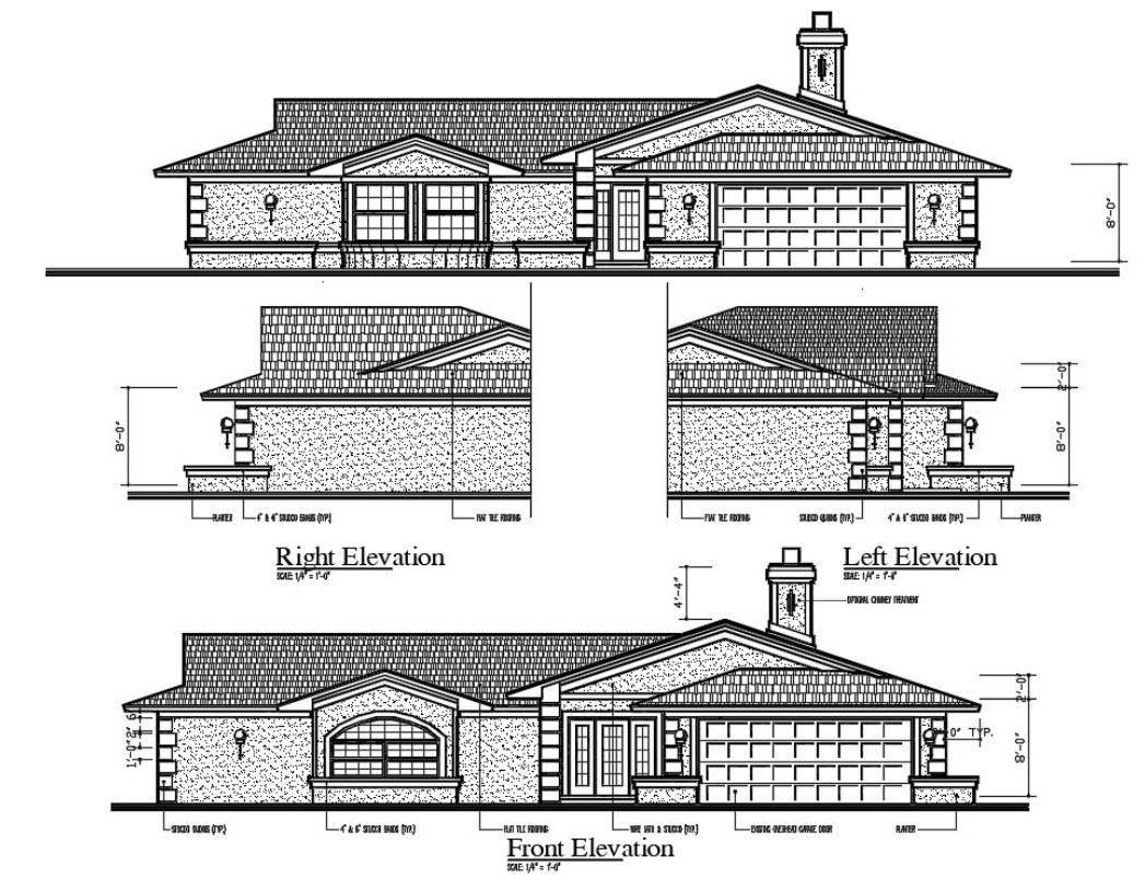 Single Story House Elevation CAD File - Cadbull