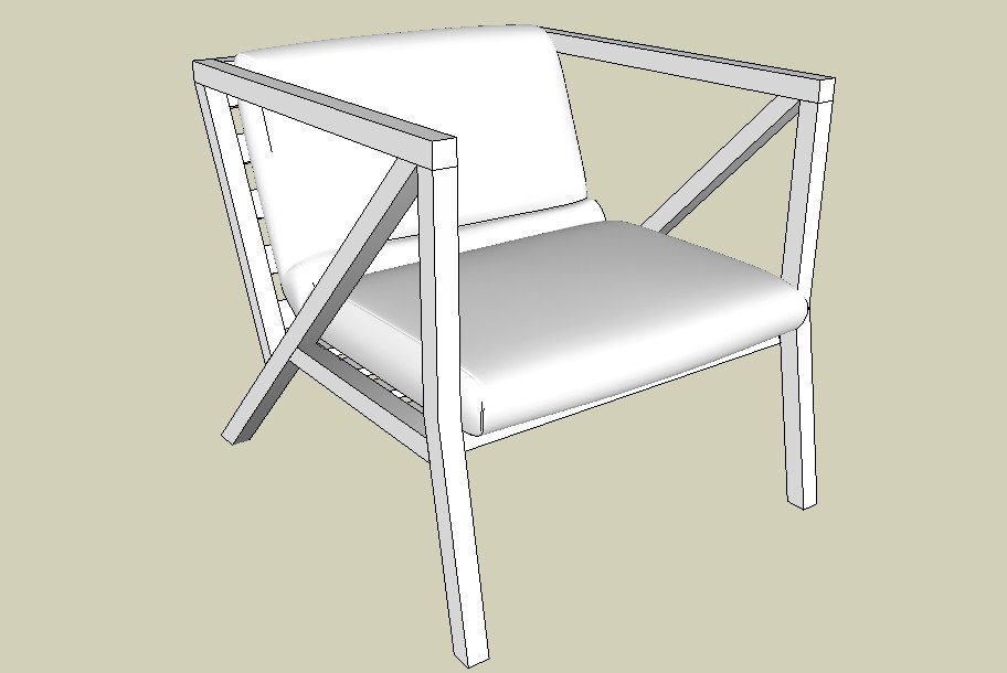 Single Small Chair 3d Elevation Block Cad Drawing Details Skp File