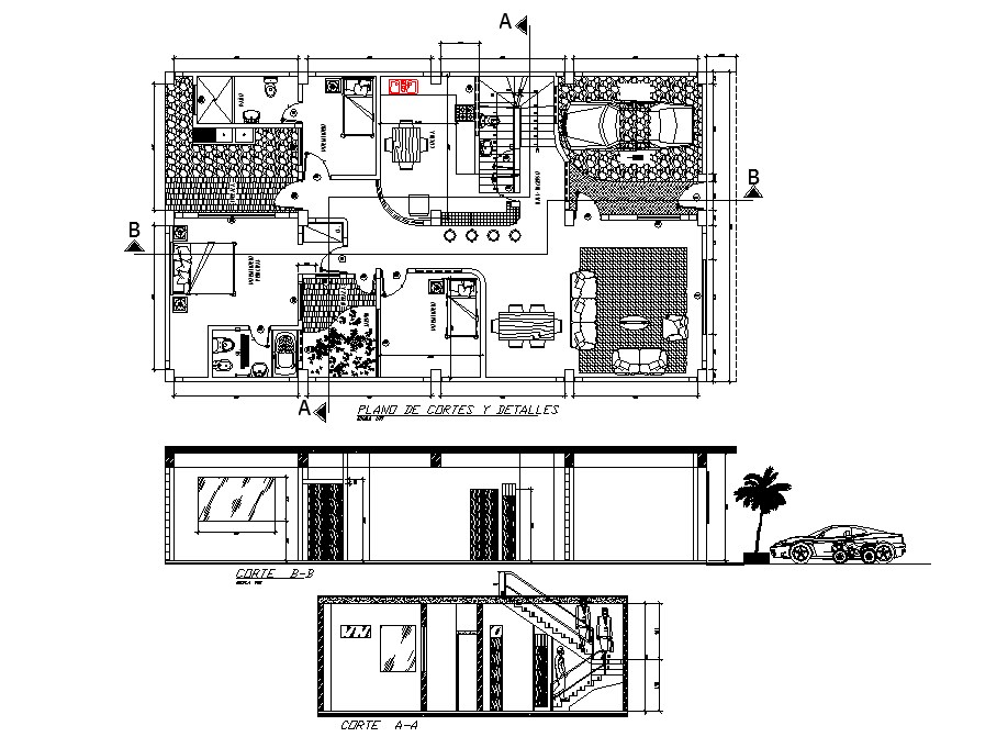 Single Story House Section And Layout Plan Cad Drawing Details Dwg File My Xxx Hot Girl