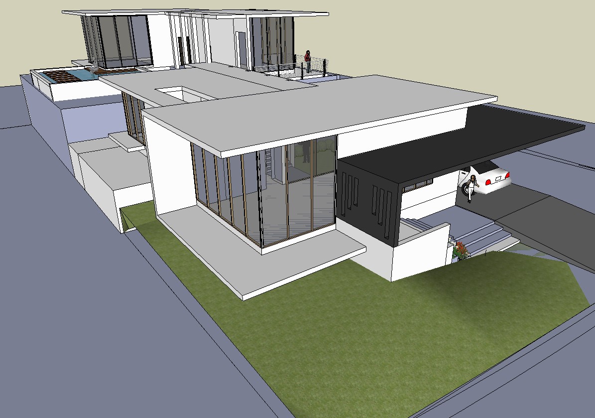 Sketchup file of the bungalow in 3d view Cadbull