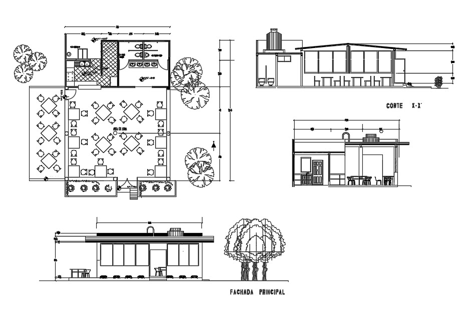 Small Cafe Plan In Autocad Drawings Cadbull