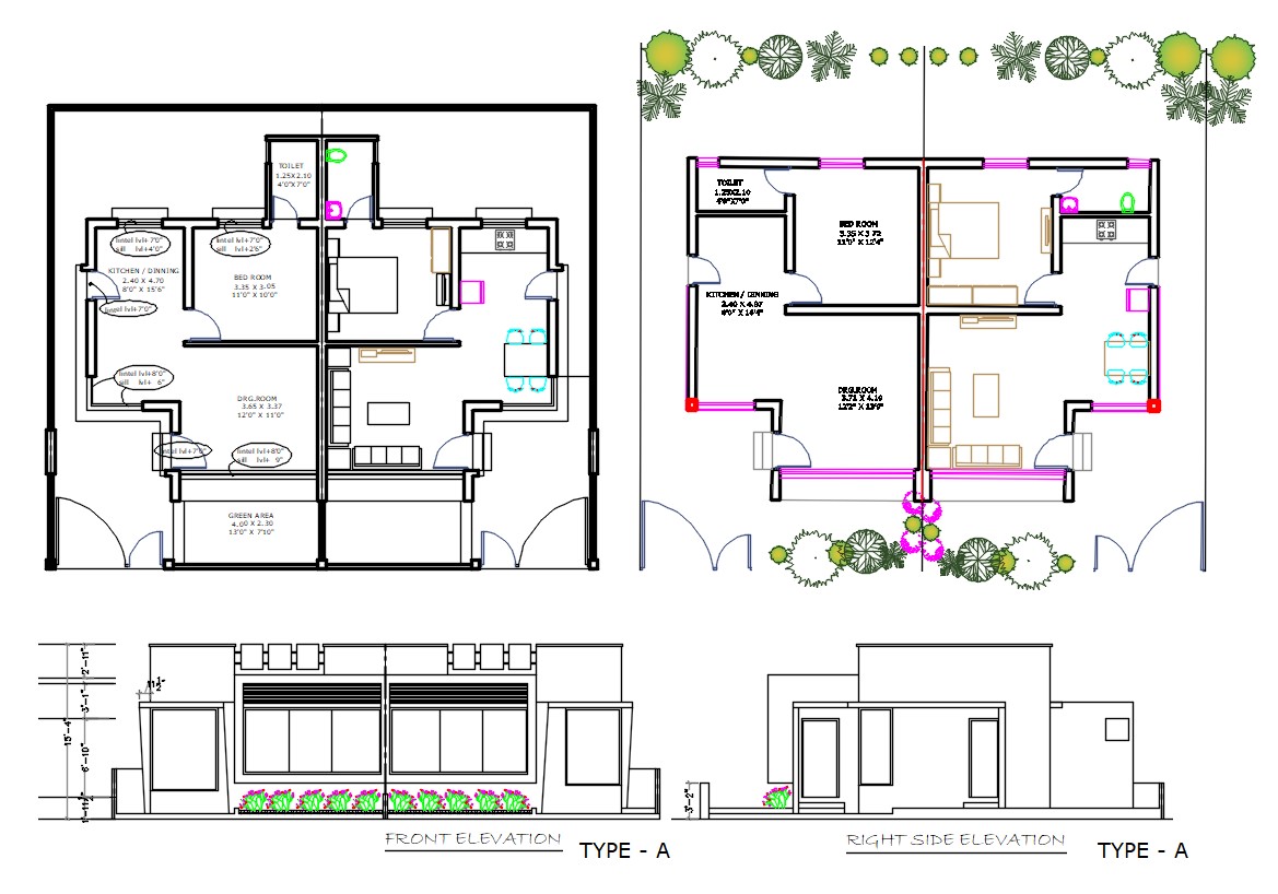 Small House Design Plan With Elevation Design AutoCAD File Cadbull