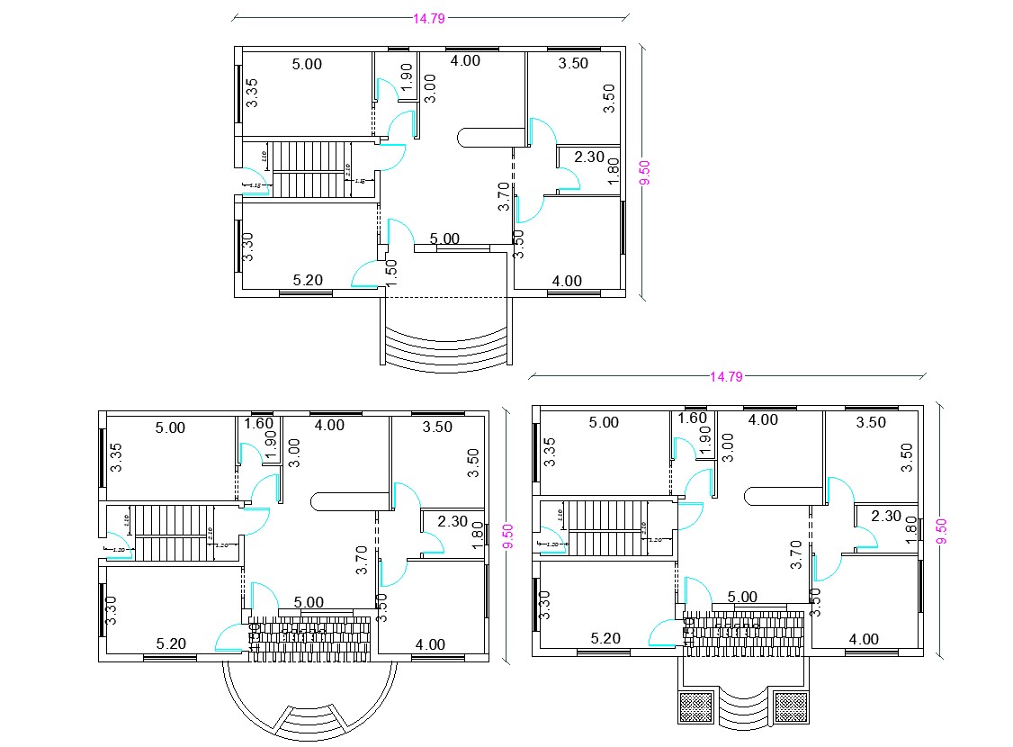 Small Individual Bungalow Plans With Dimension AutoCAD 