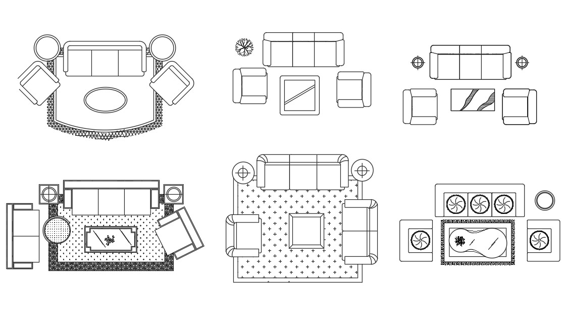 Sofa Set For Living Room Furniture CAD Blocks - Cadbull