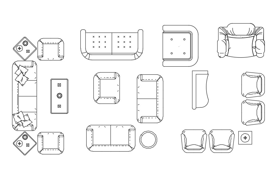 Sofa Set With Arm Chair Cad Blocks Free Download Dwg File Cadbull 1344