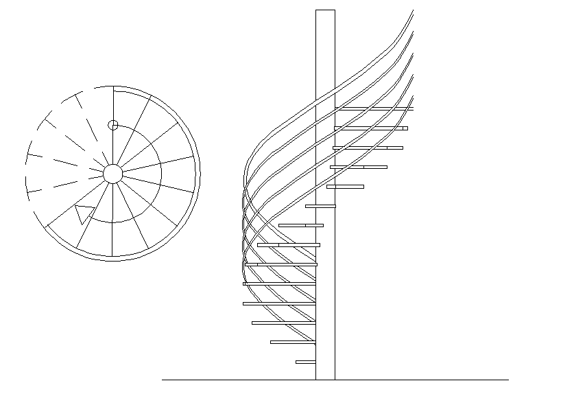 Spiral Stair Plan And Section Layout File Cadbull