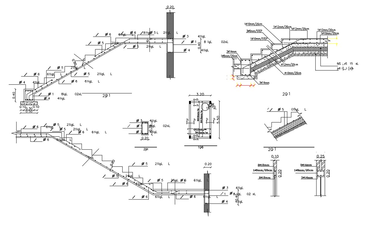 Stair Section And Beam Joints Design Dwg File - Cadbull