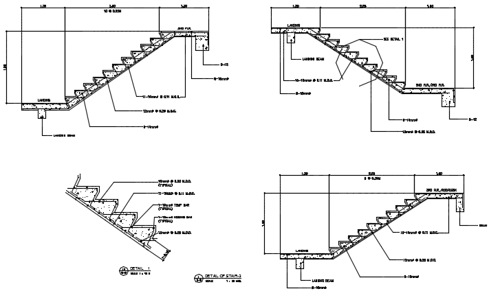 Stair Section Detail Dwg File Cadbull