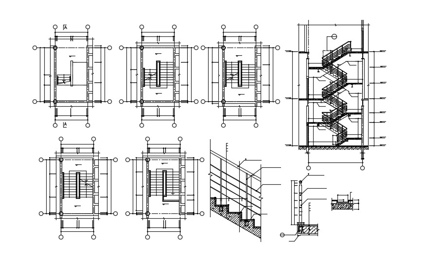 Staircase Layout Plan and Section AutoCAD Drawing - Cadbull