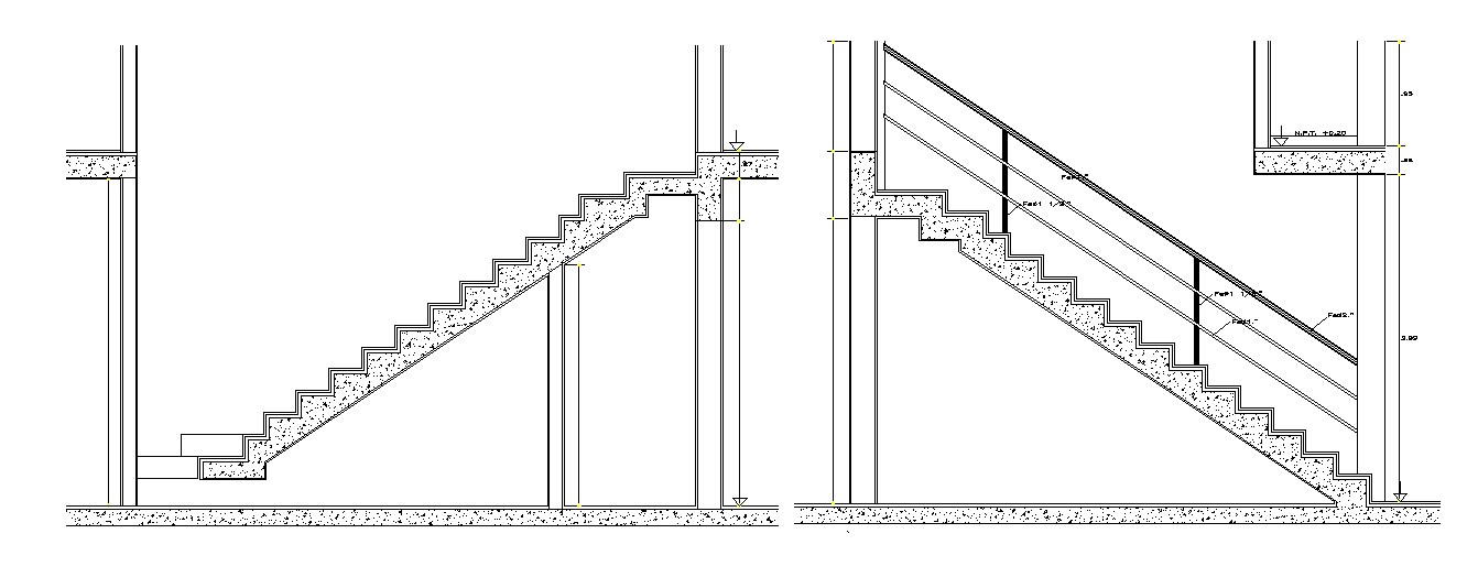 Staircase detail in dwg file - Cadbull