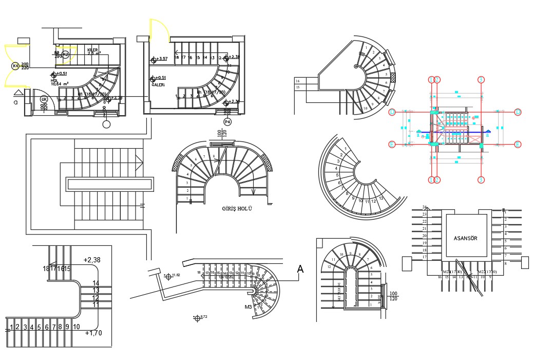 Staircase section block design AutoCAD 2D drawing files. Download the ...