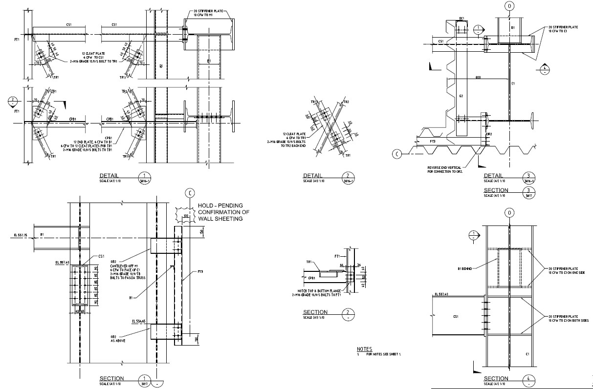 Steel Beam To Beam Connection Design PDF File - Cadbull