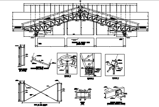 Steel structural Roof working plan detail dwg file - Cadbull