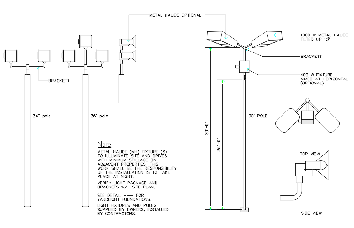 Street Light Pole With Isometric View Autocad File Free Download Cadbull