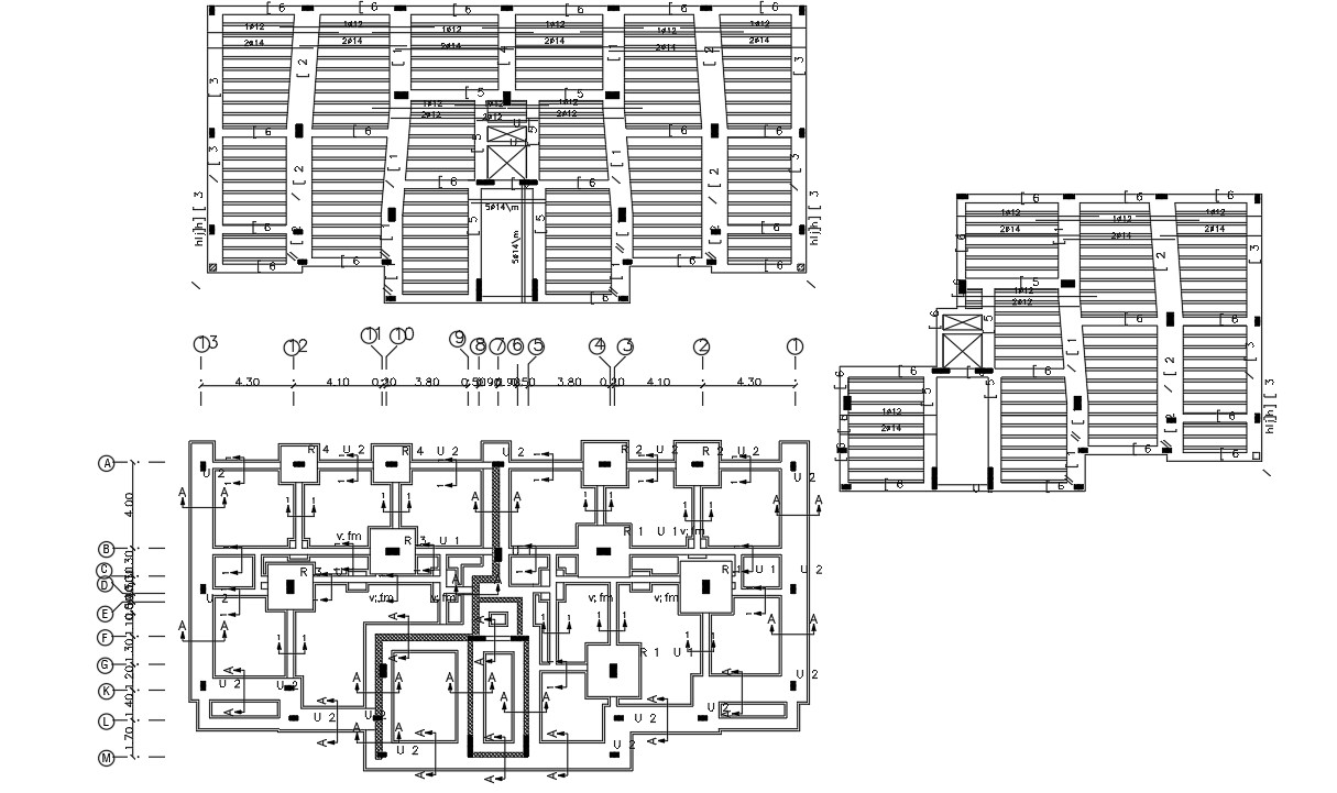 Structural Column Footing And Slab Bars Design AutoCAD Drawing - Cadbull