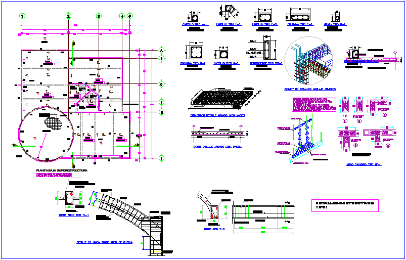 Structural plan of multi purpose use hall dwg file - Cadbull