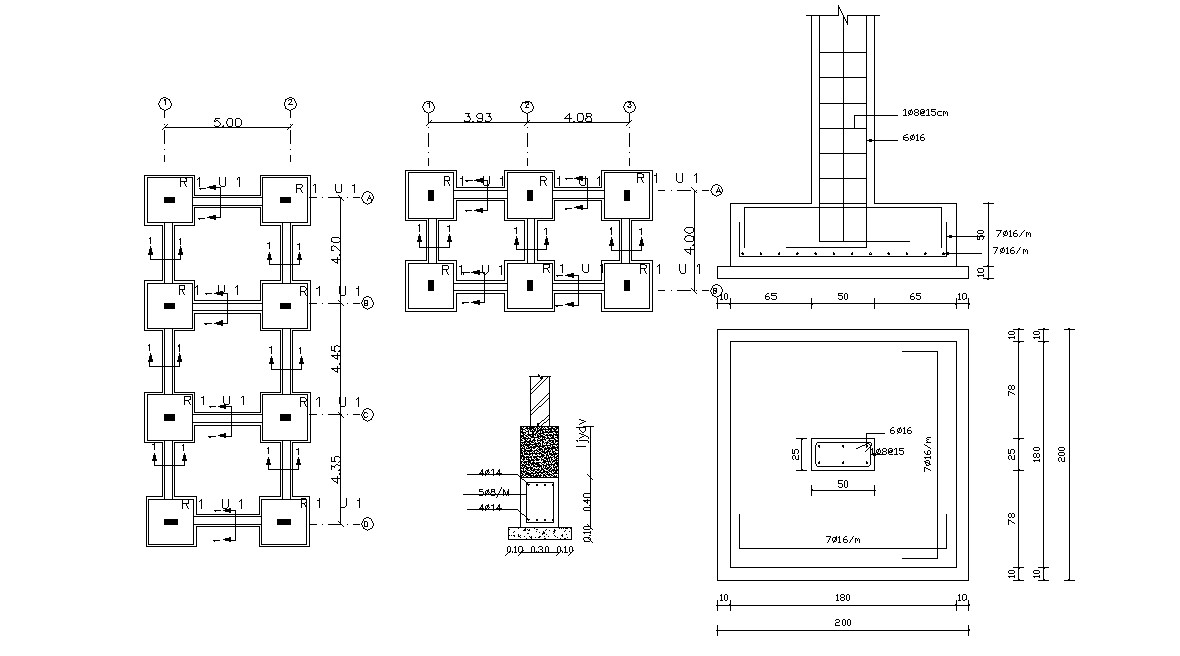 Structure Column Foundation Design With Bars AutoCAD File - Cadbull