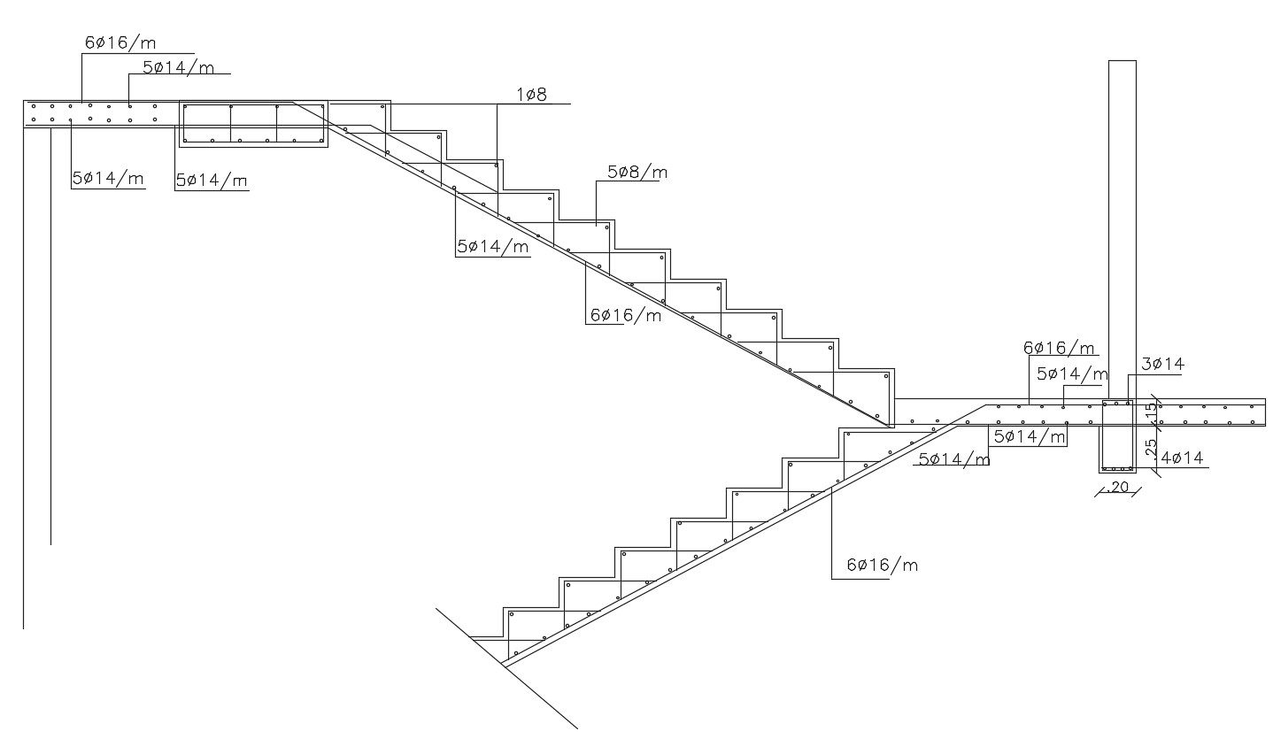 Structure Design Of Stair With Bars Free Download - Cadbull