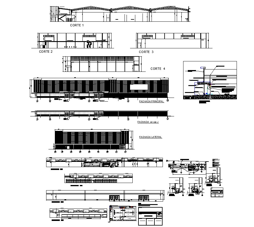 Supermarket Building Structure Detailing 2d View Cad Construction Block