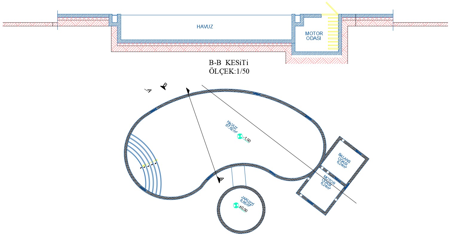 Swimming Pool Design Plan and Section AutoCAD Drawing Free