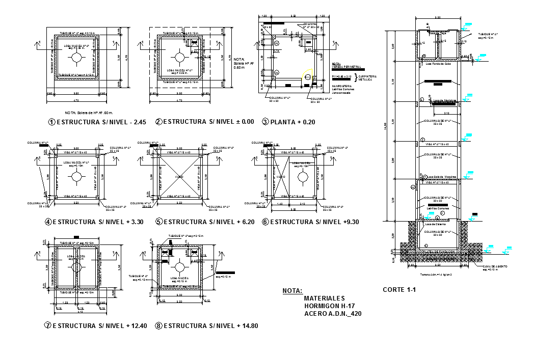 Tank plan and elevation detail dwg file - Cadbull