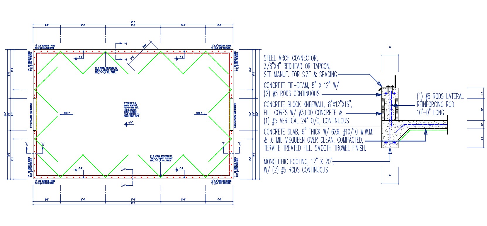 Terrace Plan With Wall Section AutoCAD File Free Cadbull