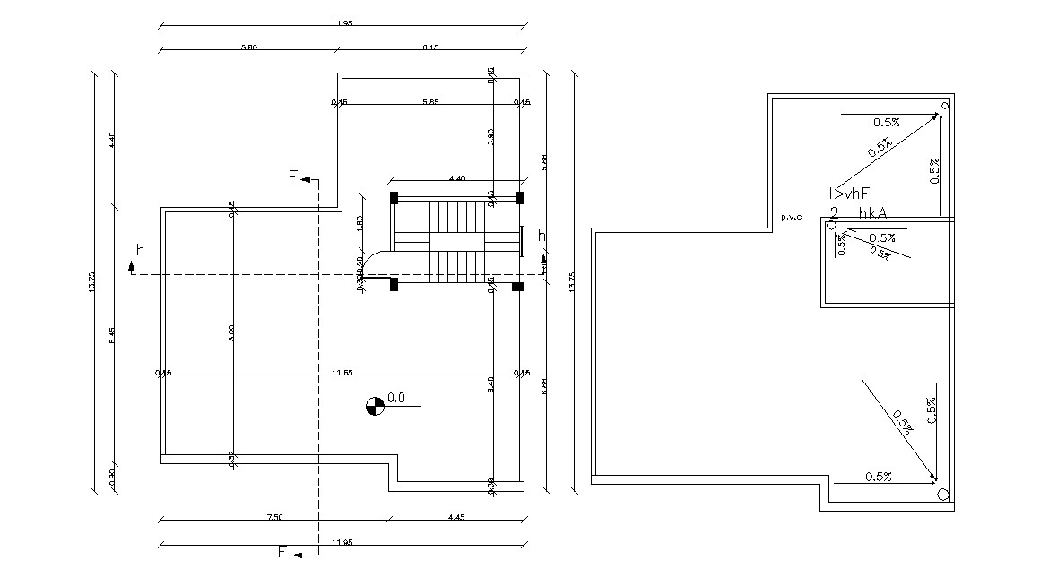 Terrace Floor Plan With Working Dimension AutoCAD Drawing