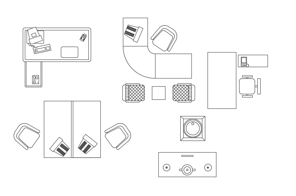 The AutoCAD DWG file of the different types of office tables and chairs ...