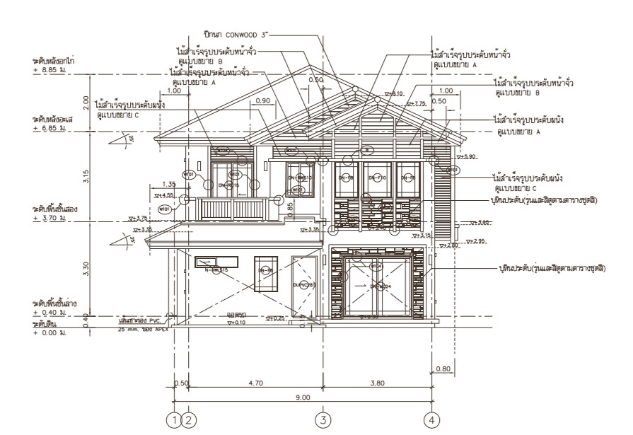 The AutoCAD drawing file shows the details of the G+1 triangle top roof ...