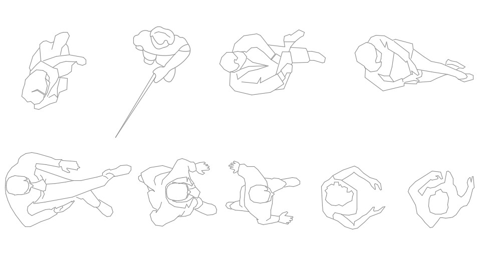 The DWG file of the different styles of people top view blocks design ...